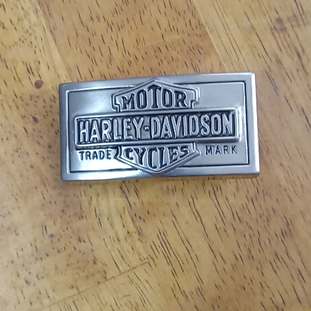 Harley-Davidson Silver and Black Rectangular Logo Belt Buckle - Picture 4 of 8